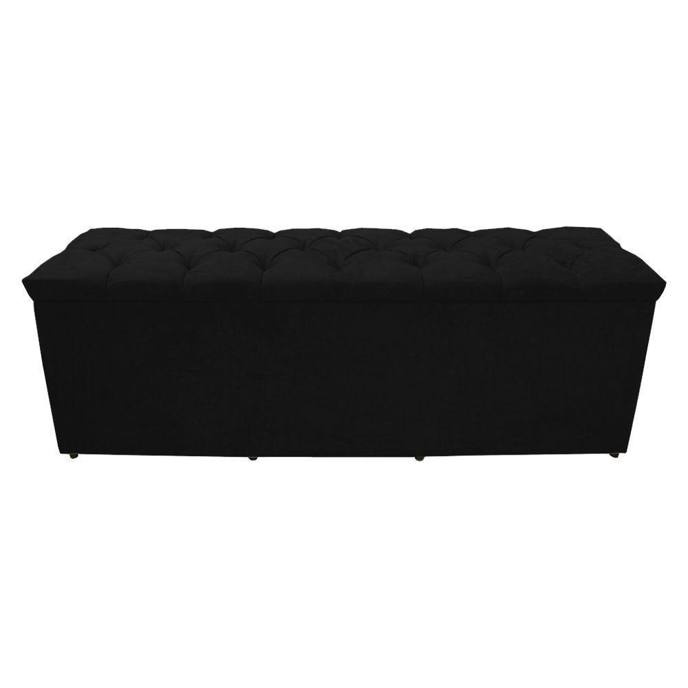 Kit De Quarto Cabeceira De Cama Box E Calçadeira Baú Bella Casal Queen 160 Cm Suede Botão Strass Preto Eli Móveis E Dec - 5