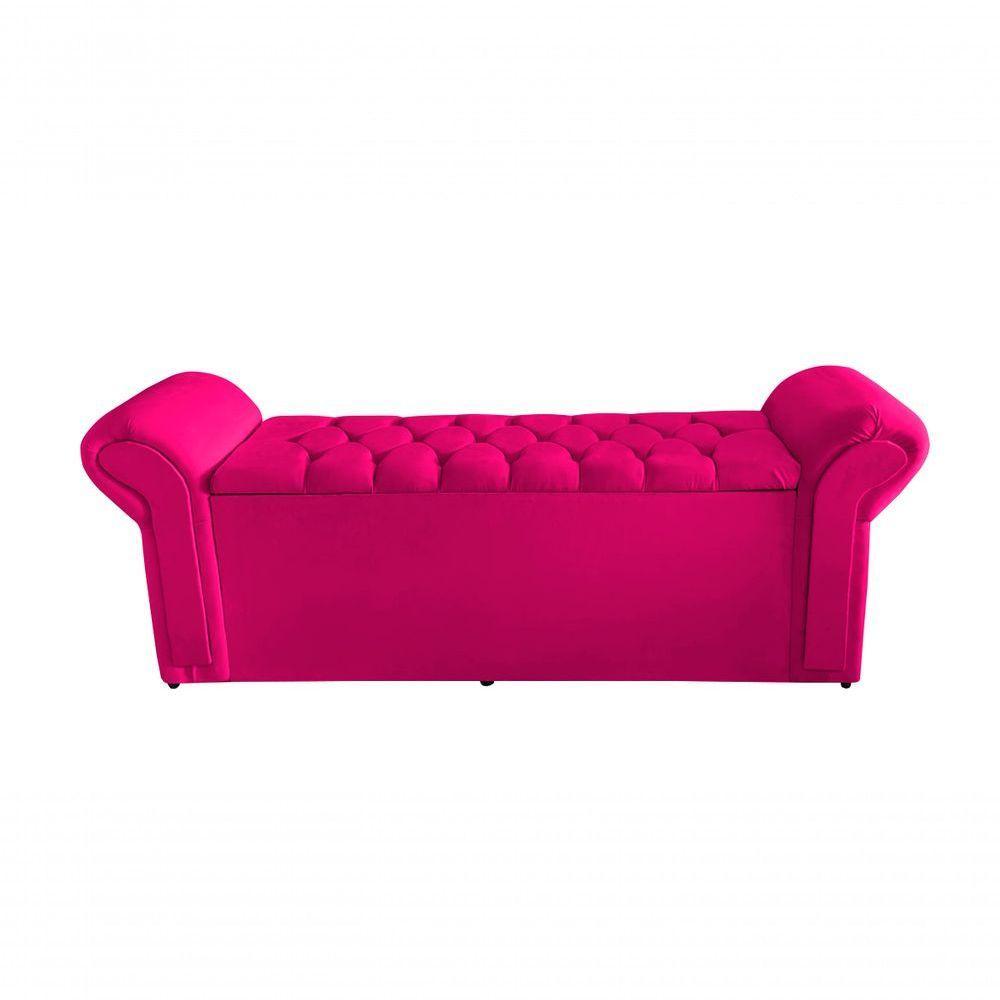 Kit Realeza Cabeceira De Cama Box E Calçadeira Baú Casal 140 Cm Suede Rosa Pink Eli Móveis - 4