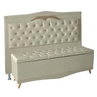 Kit Cabeceira De Cama Box E Calçadeira Baú Madri Queen 160 Cm Suede Porcelana Eli Móveis E Decoração - 1