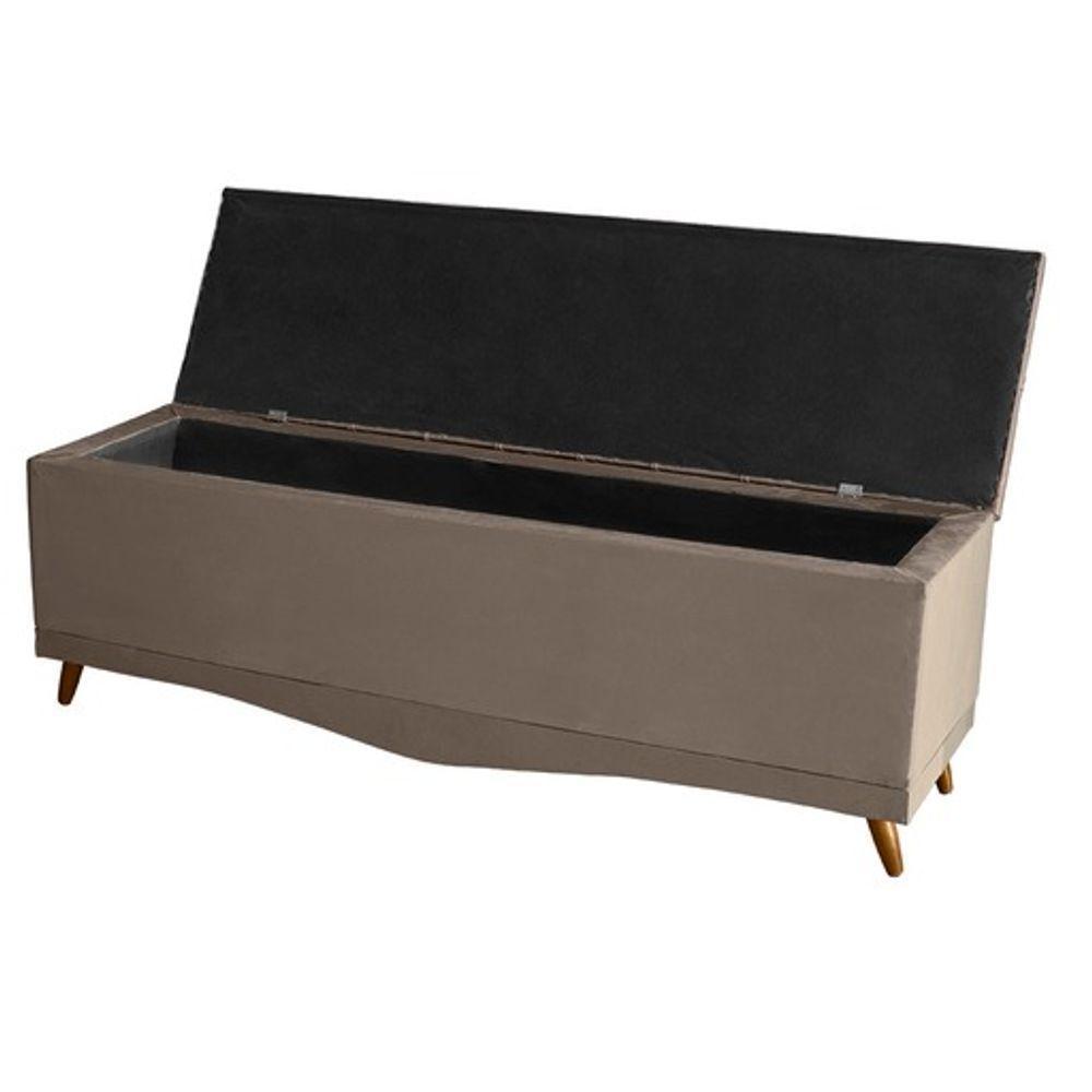 Kit De Quarto Cabeceira De Cama Box E Calçadeira Baú Toquio Casal 140 Cm Suede Capuccino Eli Móveis E Decoração - 4