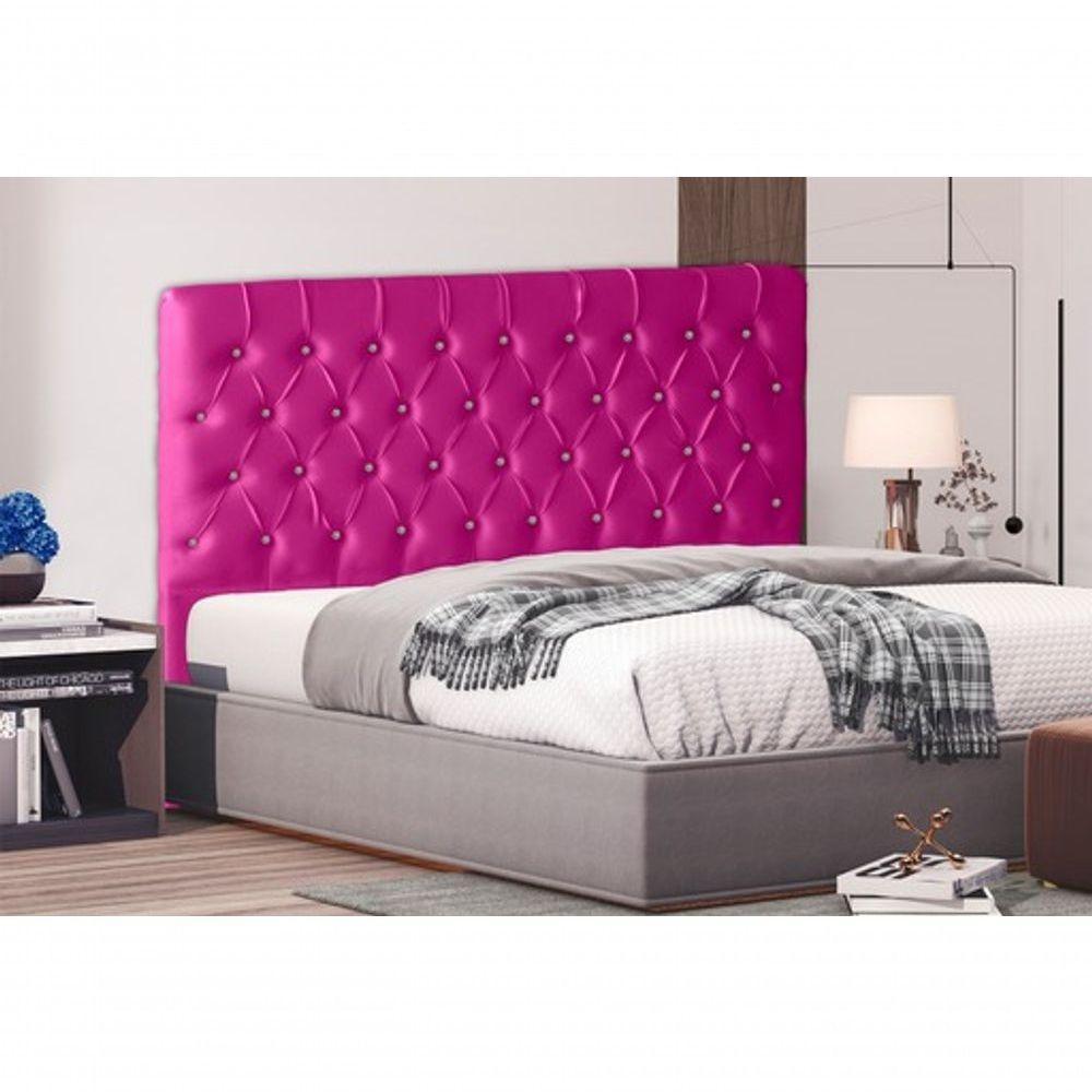 Cabeceira De Cama Box Bella Casal 140 Cm Suede Botão Cristal Rosa Pink Eli Móveis E Decoração - 2