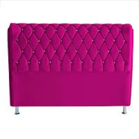 Cabeceira De Cama Box Londres Casal Queen 160 Cm Suede Botão De Strass Rosa Pink Eli Móveis E Decoração - 1