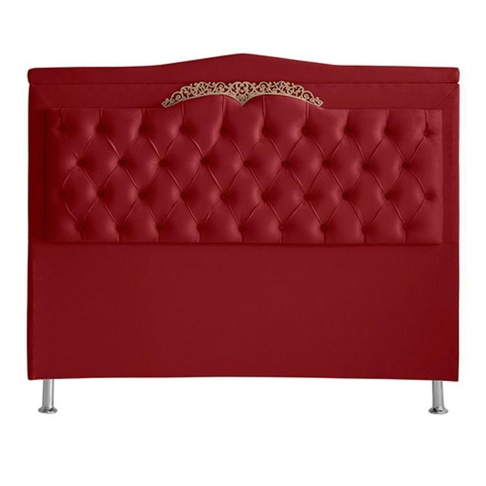 Kit Cabeceira De Cama Box E Calçadeira Baú Madri Queen 160 Cm Suede Vermelho Eli Móveis E Decoração - 5