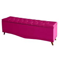 Kit Cabeceira De Cama Box E Calçadeira Baú Madri Casal 140 Cm Suede Rosa Pink Eli Móveis E Decoração