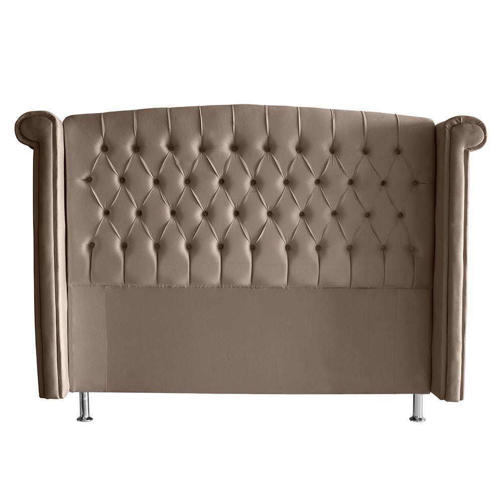 Cabeceira De Cama Box Toquio King 195 Cm Suede Capuccino Eli Móveis E Decoração - 1