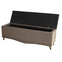 Kit De Quarto Cabeceira De Cama Box E Calçadeira Baú Toquio Casal Queen 160 Cm Suede Capuccino Eli Móveis E Decoração - 4