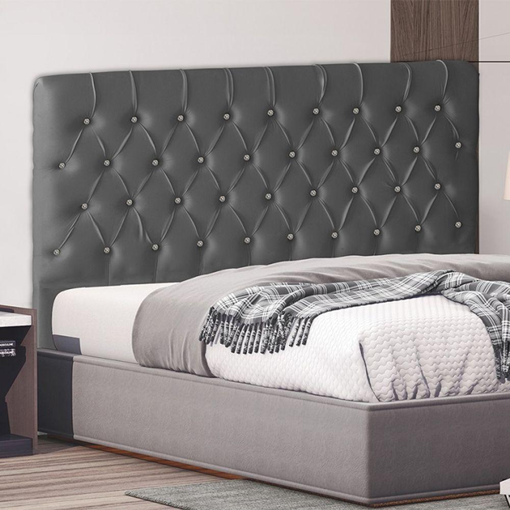 Cabeceira De Cama Box Bella King 195 Cm Suede Botão Cristal Grafite Eli Móveis E Decoração - 2