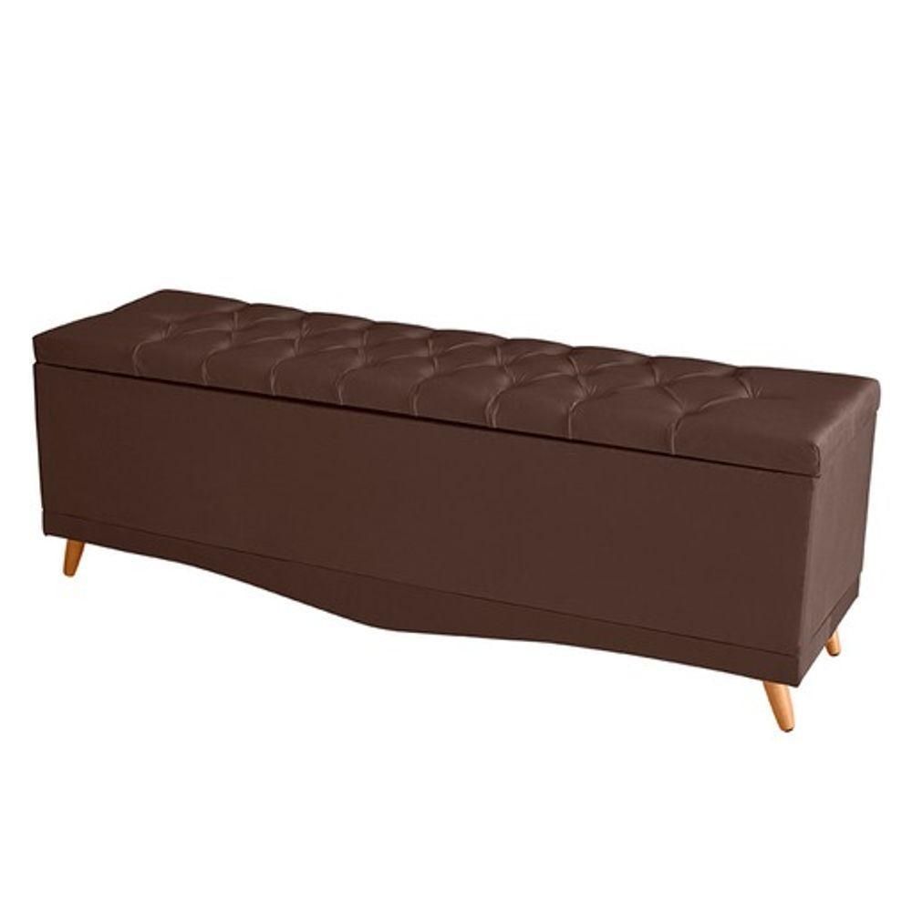Kit Cabeceira De Cama Box E Calçadeira Baú Madri Queen 160 Cm Suede Rosê Eli Móveis E Decoração - 3