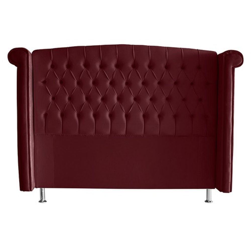 Kit De Quarto Cabeceira De Cama Box E Calçadeira Baú Toquio Casal 140 Cm Suede Bordo Eli Móveis E Decoração - 3