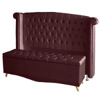 Kit De Quarto Cabeceira De Cama Box E Calçadeira Baú Toquio Casal 140 Cm Suede Bordo Eli Móveis E Decoração - 1
