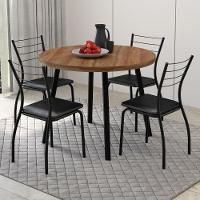 Conjunto Sala De Jantar 6 Cadeiras Austin Carraro Nogal Preto - 1