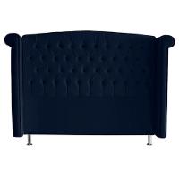 Kit Cabeceira De Cama Box E Calçadeira Baú Malibu King 195 Cm Suede Azul Marinho Eli Móveis - 5