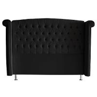 Cabeceira De Cama Box Toquio King 195 Cm Suede Preto Eli Móveis E Decoração - 1