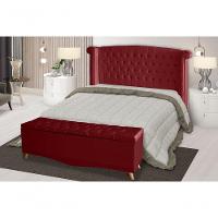 Kit De Quarto Cabeceira De Cama Box E Calçadeira Baú Toquio Casal Queen 160 Cm Suede Vermelho Eli Móveis E Decoração - 2