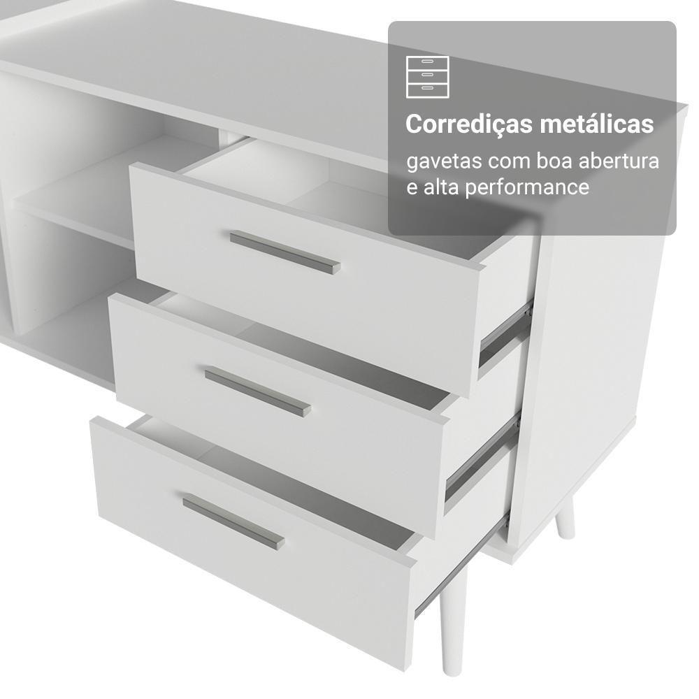 Mesa Para Computador Gamer Em L 3 Gavetas Branco Lisboa Madesa - 3