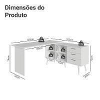 Mesa Para Computador Gamer Em L 3 Gavetas Branco Lisboa Madesa - 9