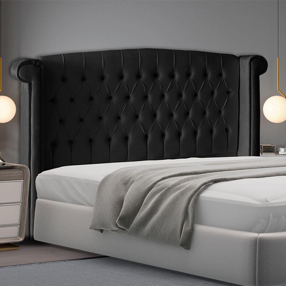 Cabeceira De Cama Box Toquio Casal 140 Cm Suede Preto Eli Móveis E Decoração - 2