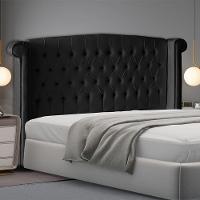 Cabeceira De Cama Box Toquio Casal 140 Cm Suede Preto Eli Móveis E Decoração - 2
