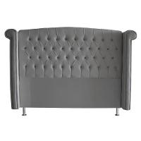 Kit De Quarto Cabeceira De Cama Box E Calçadeira Baú Toquio Casal 140 Cm Suede Prata Eli Móveis E Decoração - 3