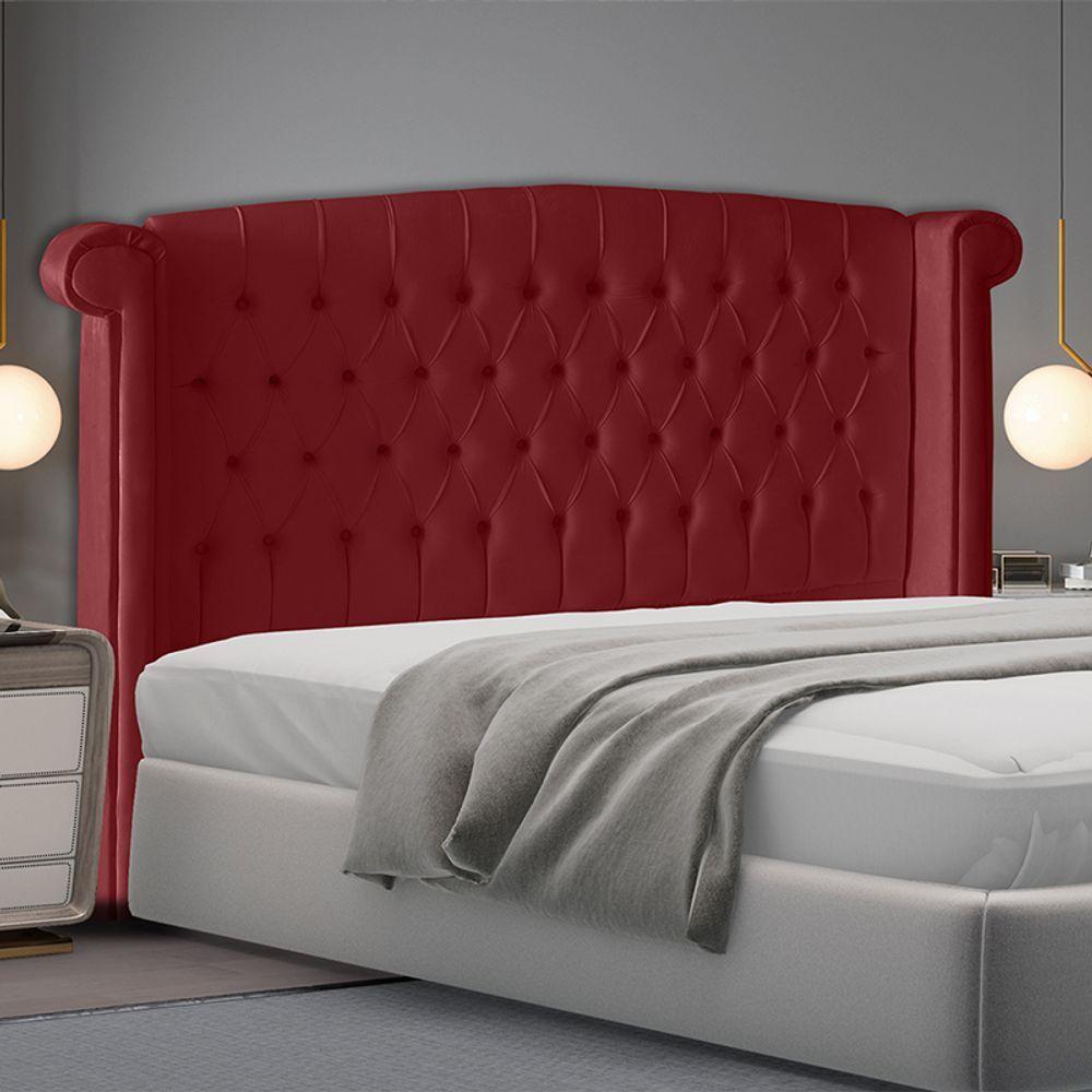 Cabeceira De Cama Box Toquio Casal 140 Cm Suede Vermelho Eli Móveis E Decoração - 2