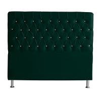 Kit De Quarto Cabeceira De Cama Box E Calçadeira Baú Bella Casal 140 Cm Suede Botão Strass Verde Eli Móveis E Decoração - 3