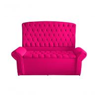 Kit De Quarto Cabeceira De Cama Box E Calçadeira Baú Dubai King 195 Cm Suede Rosa Pink Eli Móveis E Decoração - 1