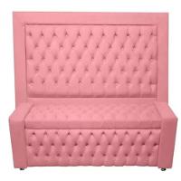 Kit Cabeceira De Cama Box E Calçadeira Baú Retro Capitonê Botão Encapados Queen 160 Cm Suede Rosa Eli Móveis - 1