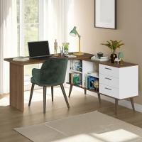 Escrivaninha Mesa De Estudos De Canto 3 Gavetas Branco/rustic Lisboa Madesa - 1