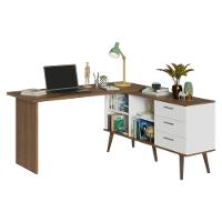 Escrivaninha Mesa De Estudos De Canto 3 Gavetas Branco/rustic Lisboa Madesa - 2