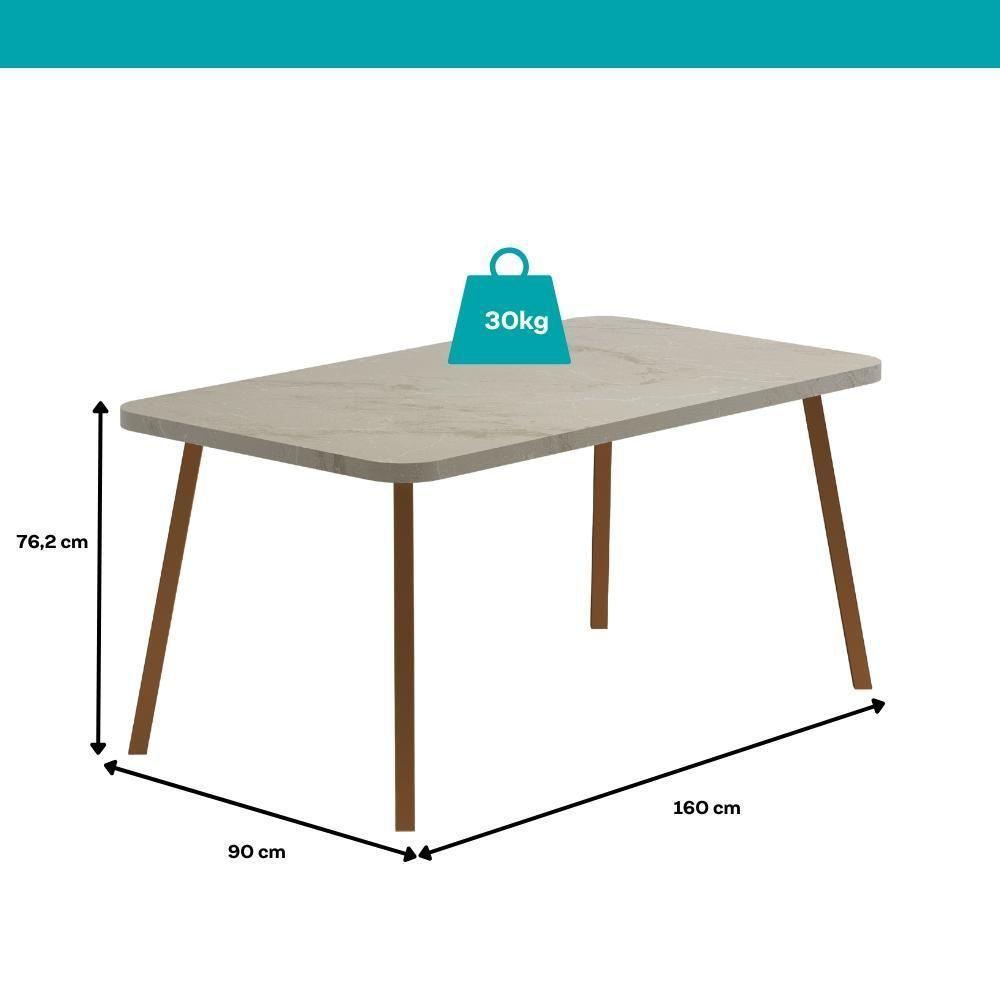 Conjunto Sala De Jantar 6 Cadeiras Almería Carraro Petra Areia Rosê - 3