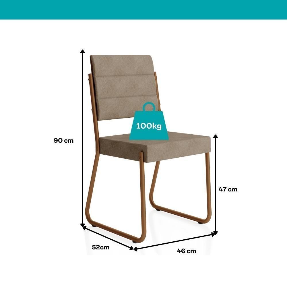 Conjunto Sala De Jantar 6 Cadeiras Almería Carraro Petra Areia Rosê - 8