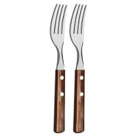 Kit 2 Garfos De Mesa Tramontina Polywood Inox Cabo Castanho - 1