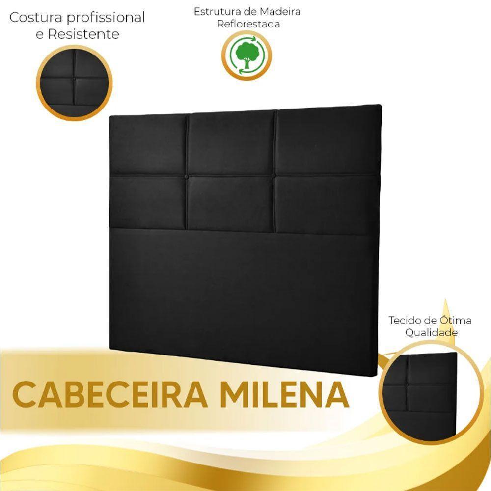 Cabeceira Estofada Milena 1,40 Casal Speciale Home Preto - 6