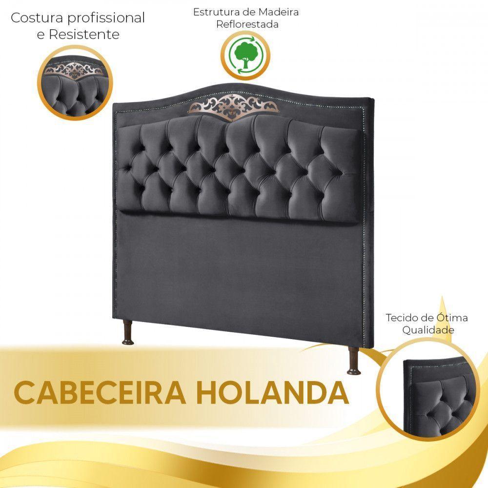 Cabeceira Holanda 0,90 Para Cama Box Solteiro - Veludo Chumbo - 4