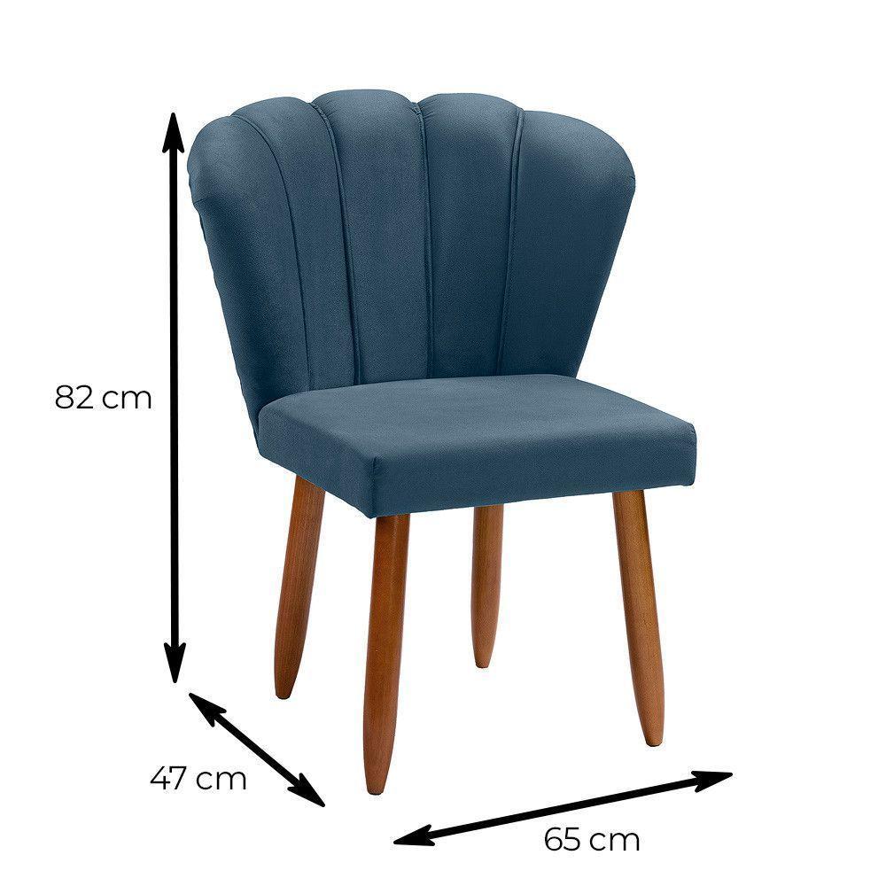 Cadeira Poltrona Pétala Yasmin Sala Estar Penteadeira Veludo Azul - 2