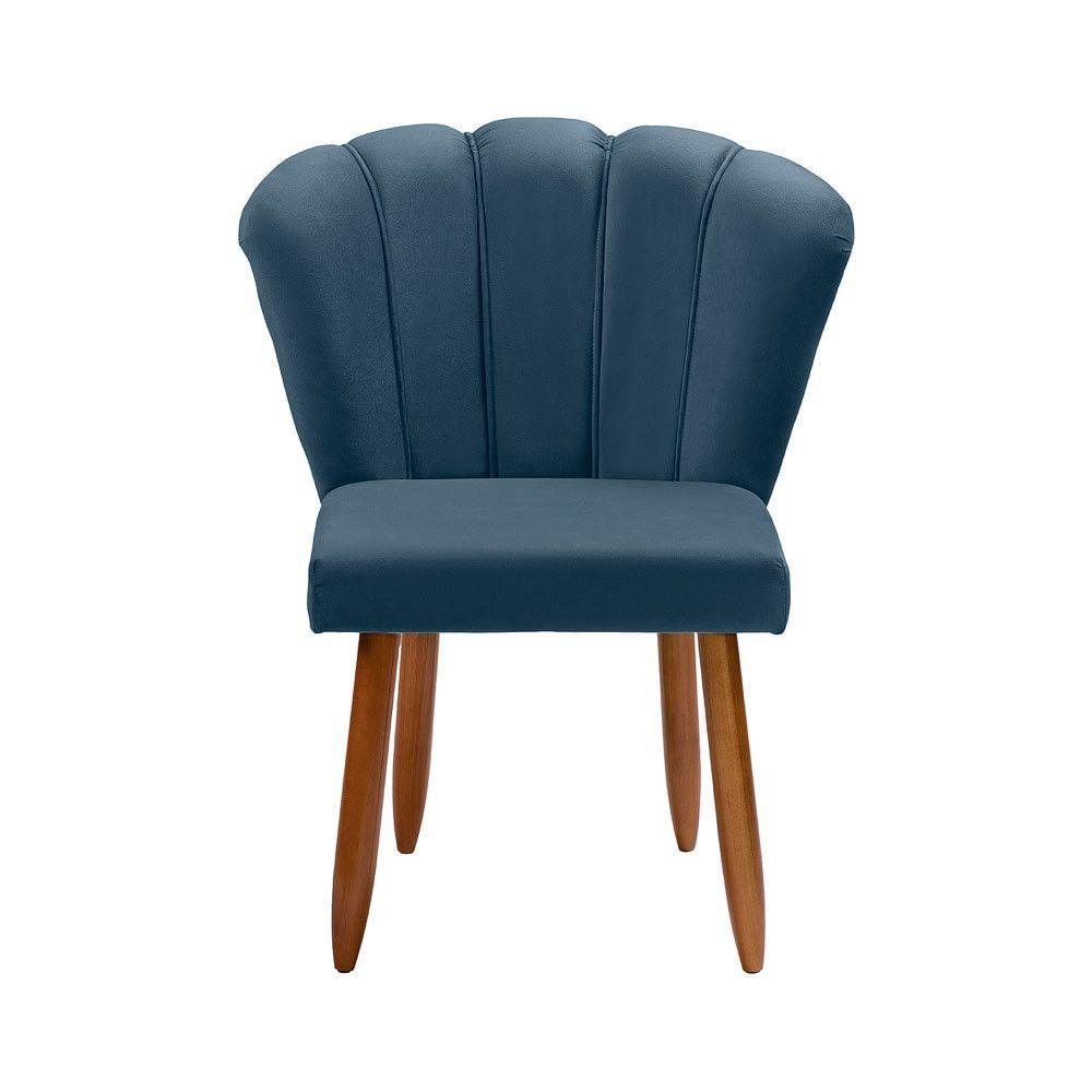 Cadeira Poltrona Pétala Yasmin Sala Estar Penteadeira Veludo Azul - 4