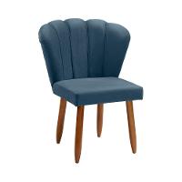 Cadeira Poltrona Pétala Yasmin Sala Estar Penteadeira Veludo Azul - 1