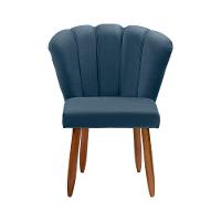 Cadeira Poltrona Pétala Yasmin Sala Estar Penteadeira Veludo Azul