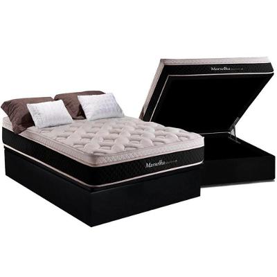 Cama Box Baú Casal: Colchão Molas Masterpocket Ensacadas Herval Maxspring Marselha + Base Crc Suede Black (138x188)