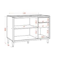 Balcão Com Tampo 3 Portas 2 Gavetas Paola - Aramóveis Carvalho Dakar / Grafite - 2