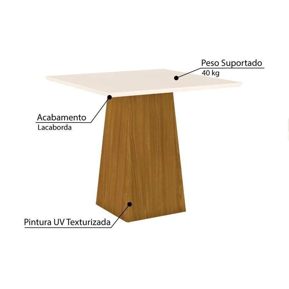 Conjunto Mesa De Cozinha Dora Tampo Madeirado 90x90cm E 4 Cadeiras Vita Nature Suede Light Bege Henn - 2