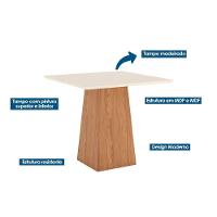 Conjunto Mesa De Cozinha Dora Tampo Madeirado 90x90cm E 4 Cadeiras Vita Nature Suede Light Bege Henn - 3
