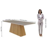 Sala De Jantar Completa Helena C- Tampo Madeirado C- Vidro 210x100cm E 6 Cadeiras Juliana Madeirado-suede Nude Bege - Cimol - 3