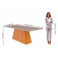 Sala De Jantar Completa Helena C- Tampo Madeirado C- Vidro 210x100cm E 8 Cadeiras Juliana Madeirado-suede Nude Bege - Cimol