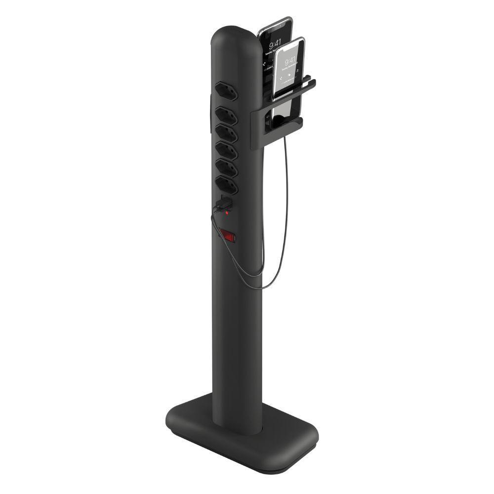 Totem Elétrico Bivolt Com 6 Tomadas E 2 Saídas Usb E Usb-c Octoo Easyplug-usb-c Preto - 1
