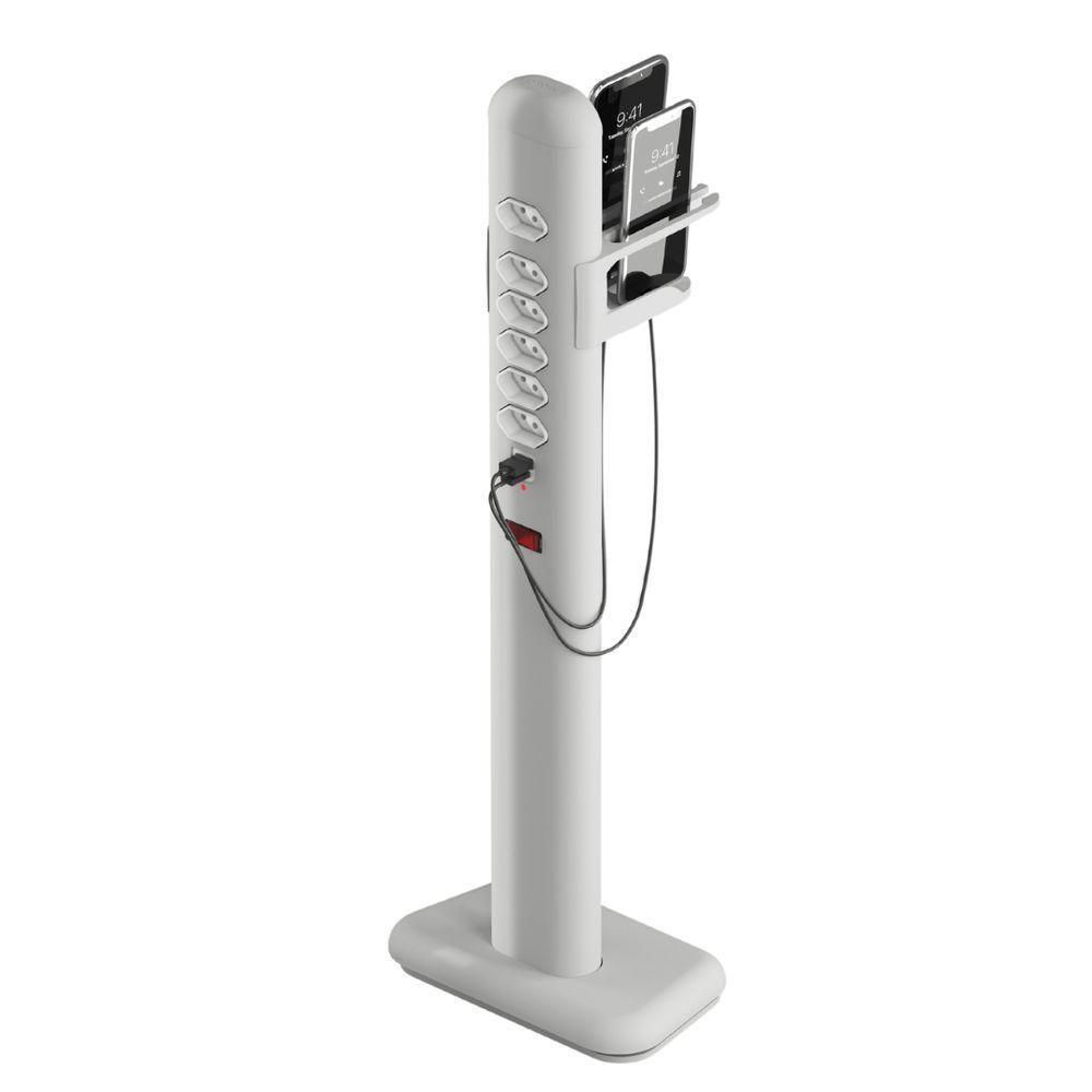 Totem Elétrico Bivolt Com 6 Tomadas E 2 Saídas Usb E Usb-c Octoo Easyplug-usb-c Prateado - 1