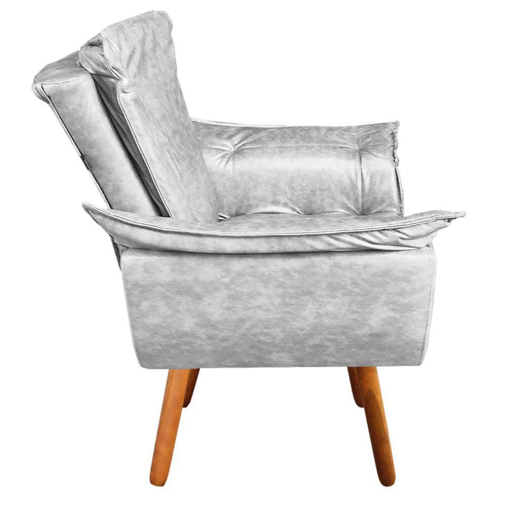 Sofá Namoradeira E Poltrona Pé Palito Castanho Opala Corano D03 - D\'rossi Branco - 5