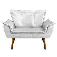 Sofá Namoradeira E Poltrona Pé Palito Castanho Opala Corano D03 - D\'rossi Branco - 6