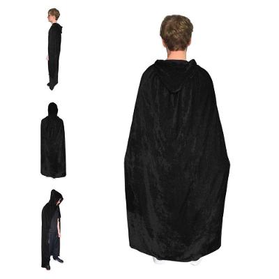 Capa De Veludo Com Capuz Halloween - 140cm Preto