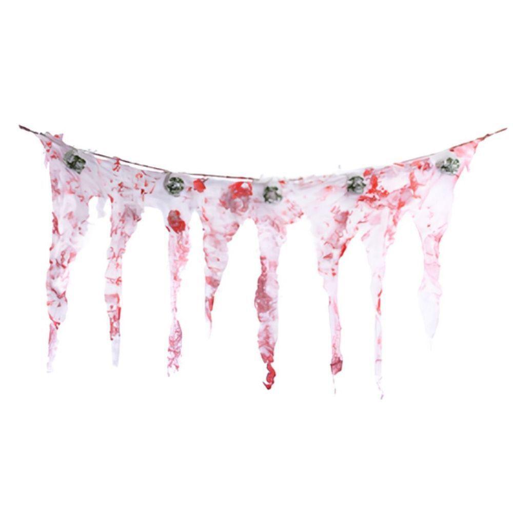 Faixa Decorativa Halloween Manchas De Sangue Com Caveiras - 1